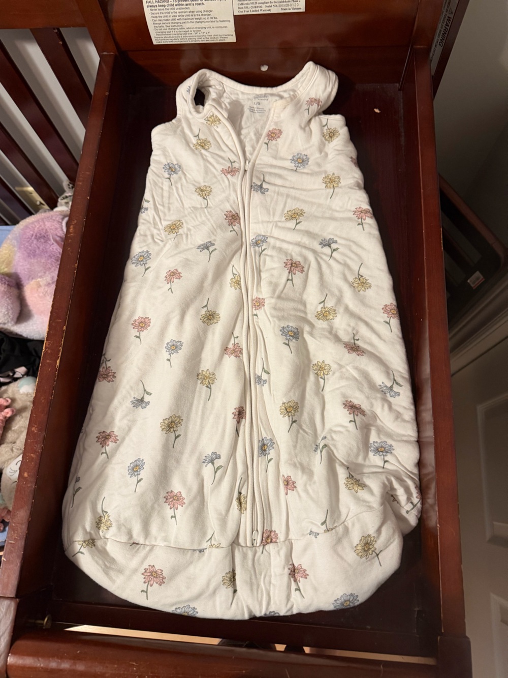 Carter's Cream Cotton Crib Sheet with Pastel Floral Print